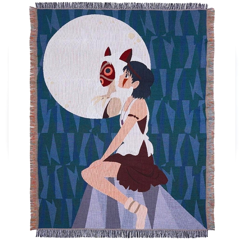 Studio Ghibli Princess Mononoke Moon Woven Tapestry Blanket